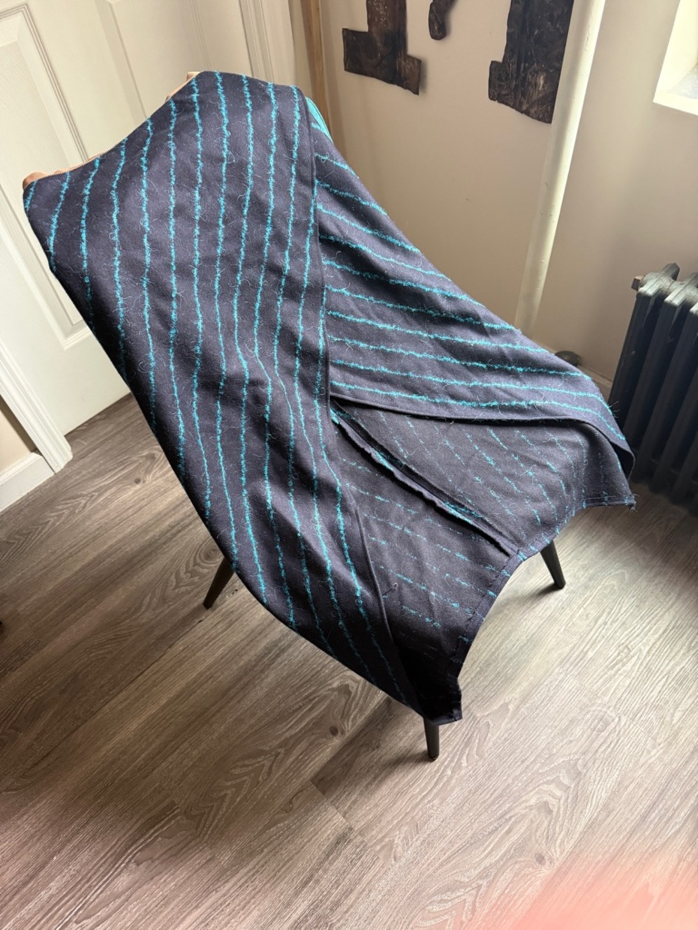 Gorgeous Sacai sample wool origami skirt. Navy/Cerulean. 1 of 1, fits SM.